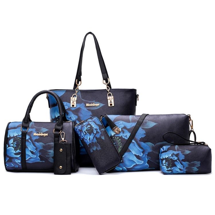 Floral Pu Print Bag Set