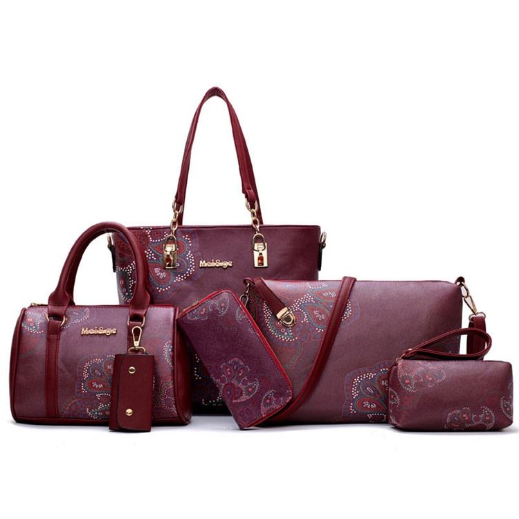 Floral Pu Print Bag Set