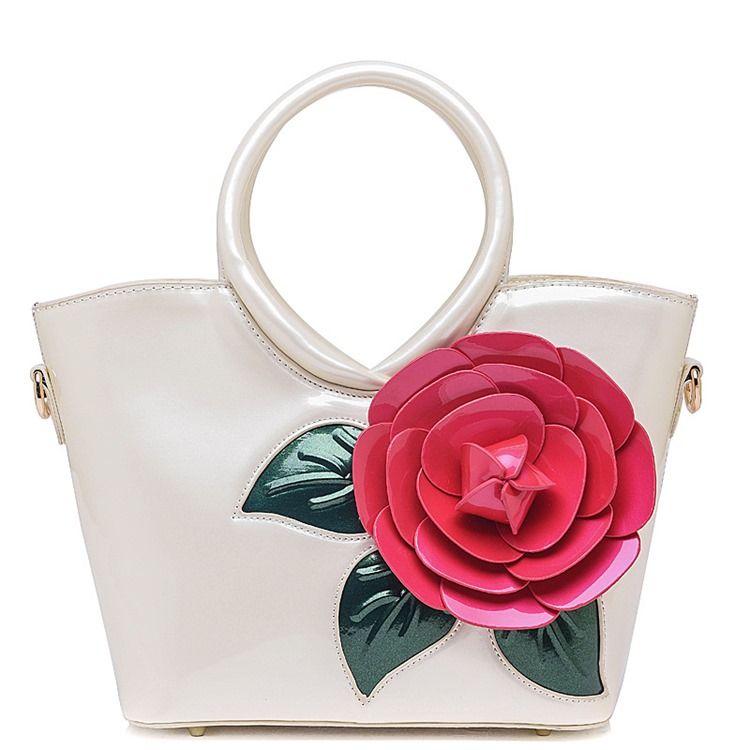 Ladylike Vivid Flower Decorated Handbag