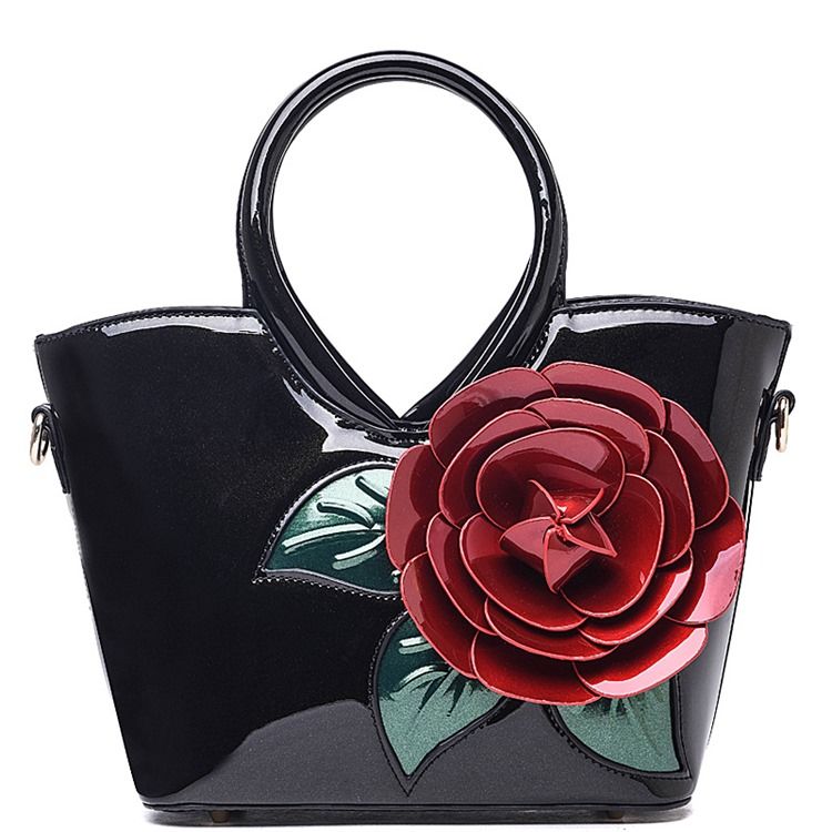 Ladylike Vivid Flower Decorated Handbag