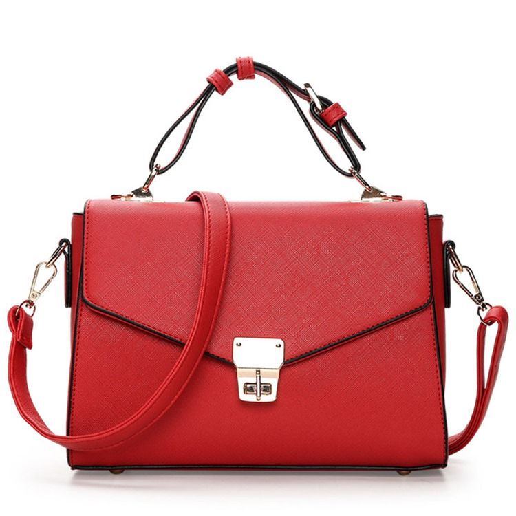 Leisure Cross Pattern Twisted Lock Shoulder Bag