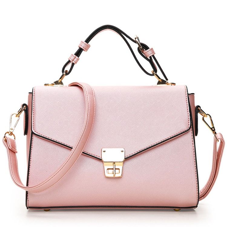 Leisure Cross Pattern Twisted Lock Shoulder Bag