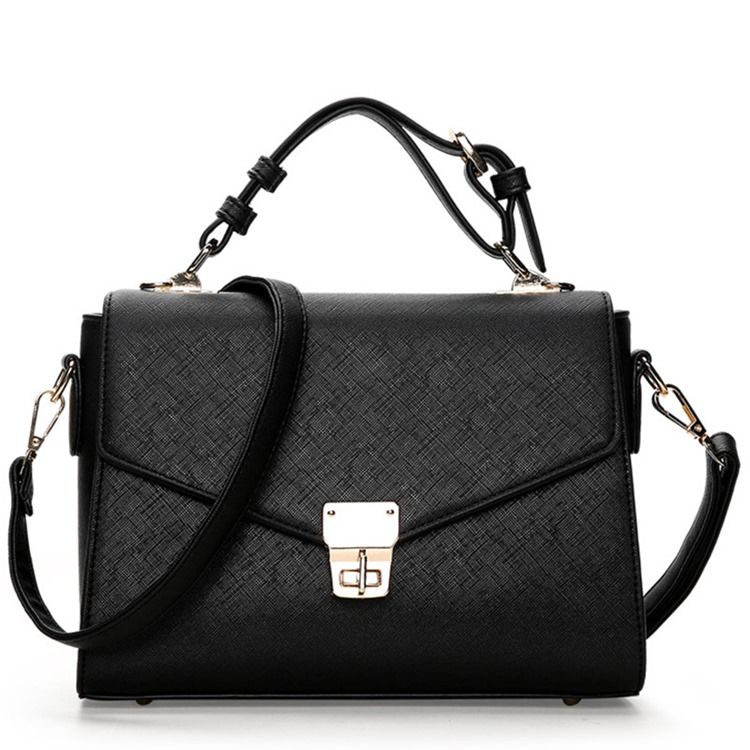 Leisure Cross Pattern Twisted Lock Shoulder Bag