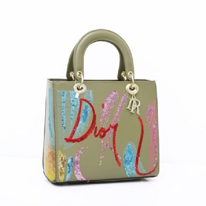 Letter Sequins Pu Rectangle Tote Bags