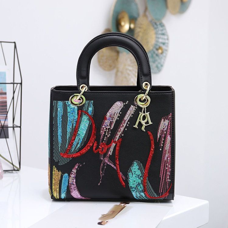 Letter Sequins Pu Rectangle Tote Bags