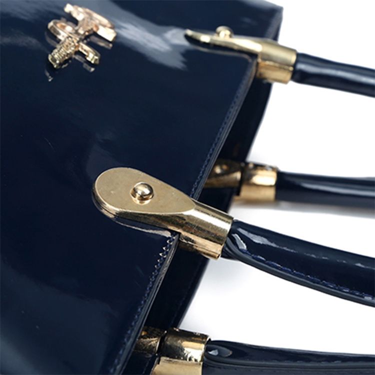 Ol Style Shiny Patent Leather Handbag