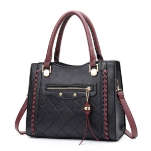 Plaid Pu Quilted Lining Square Handbag