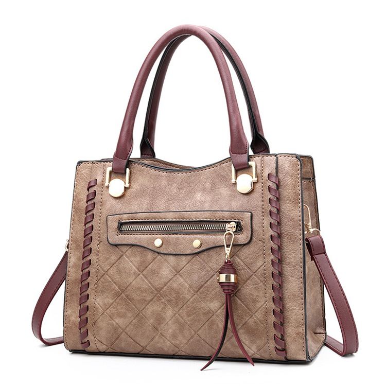 Plaid Pu Quilted Lining Square Handbag