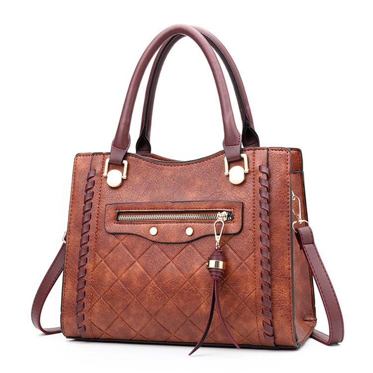 Plaid Pu Quilted Lining Square Handbag