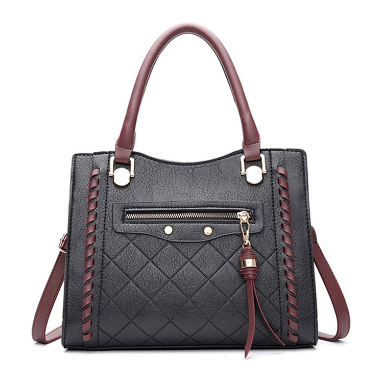 Plaid Pu Quilted Lining Square Handbag