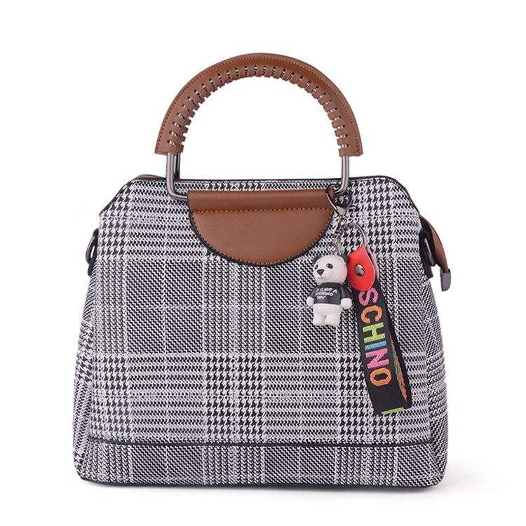 Plaid Shell Shaped Zipper Women Handbag