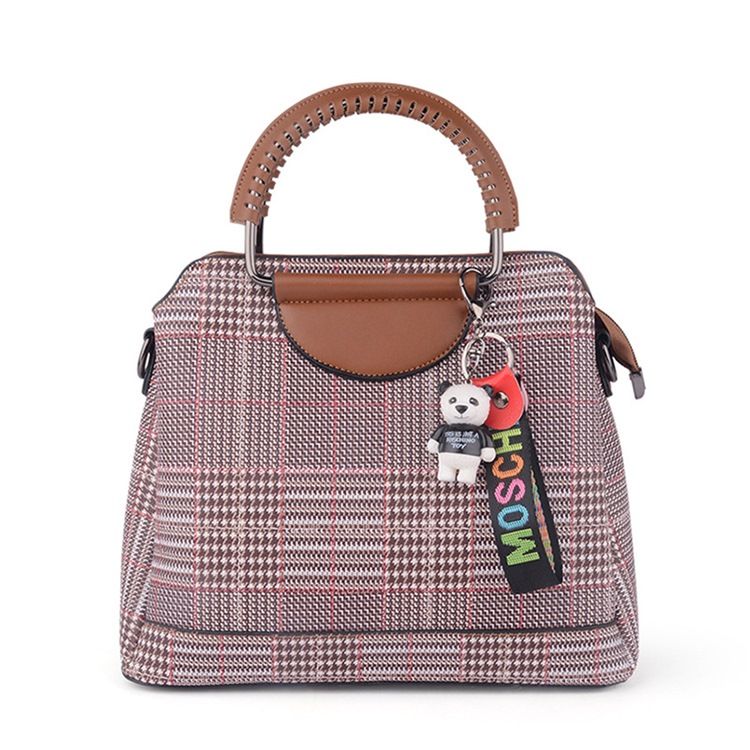 Plaid Shell Shaped Zipper Women Handbag