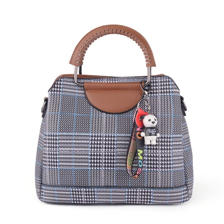 Plaid Shell Shaped Zipper Women Handbag