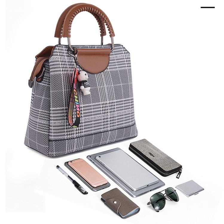 Plaid Shell Shaped Zipper Women Handbag