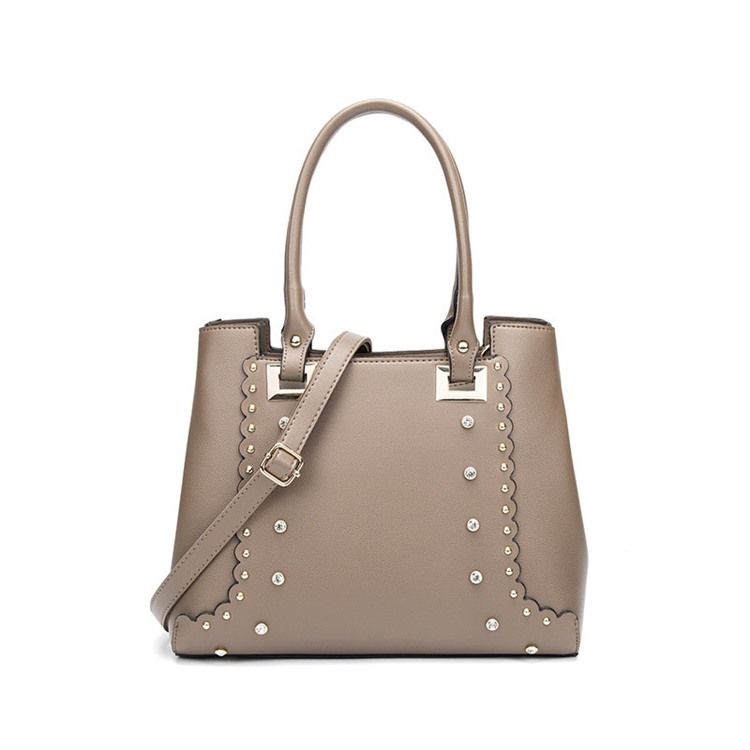 Pu Rivet Plain Rectangle Tote Bags Set