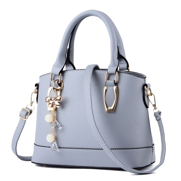 Pure Color Pearl Decorated Handbag