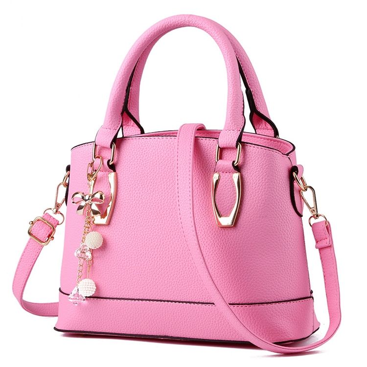 Pure Color Pearl Decorated Handbag