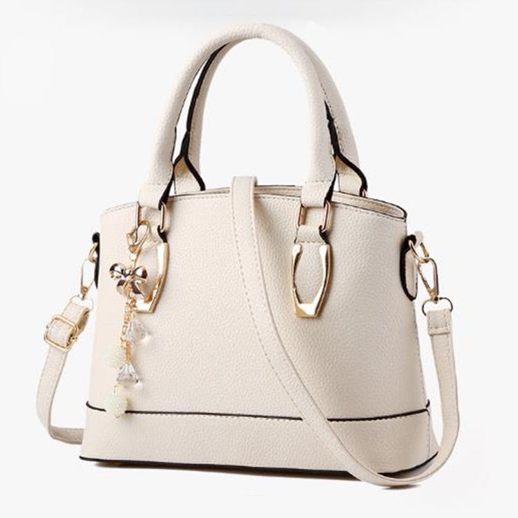 Pure Color Pearl Decorated Handbag