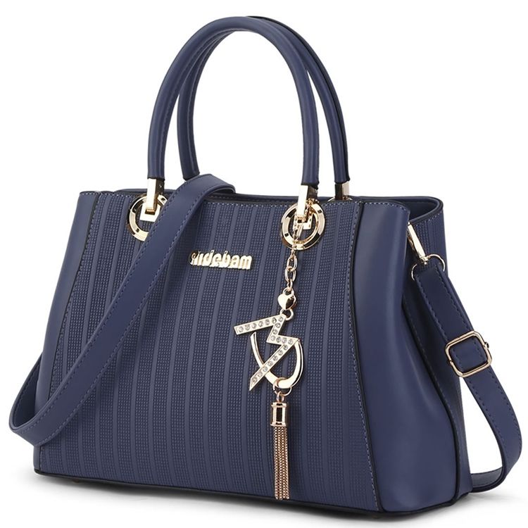 Stripe Embossed Tassel Handbag