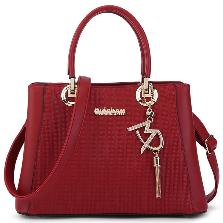 Stripe Embossed Tassel Handbag