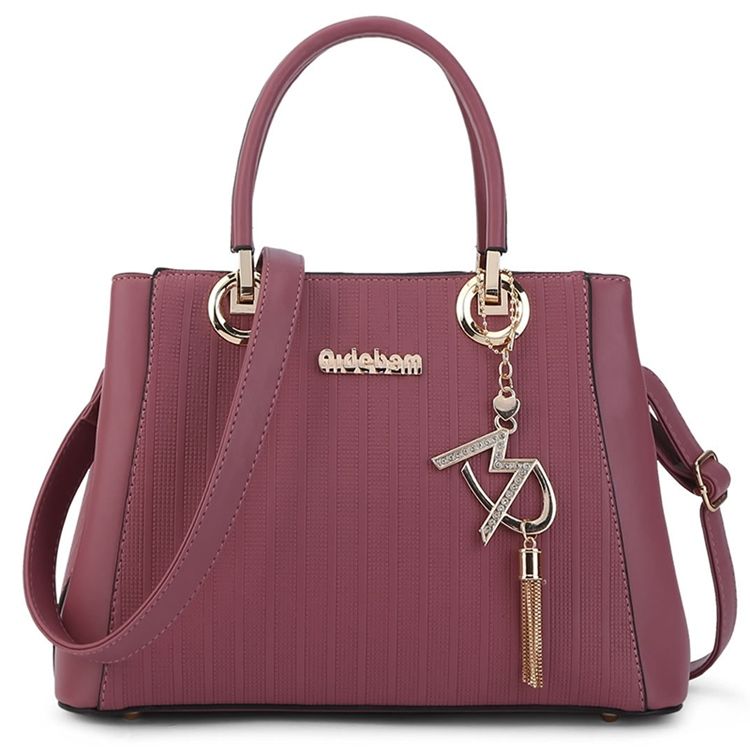 Stripe Embossed Tassel Handbag