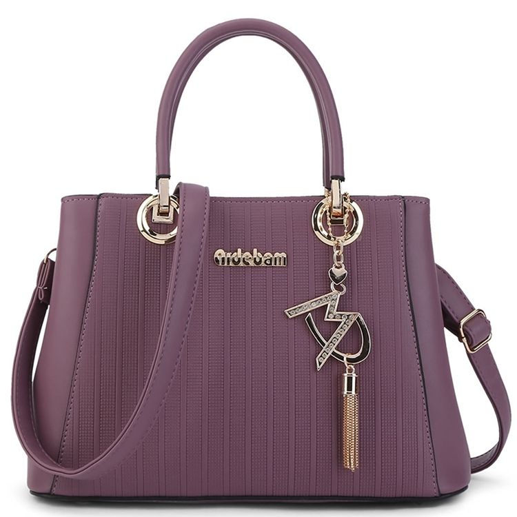 Stripe Embossed Tassel Handbag