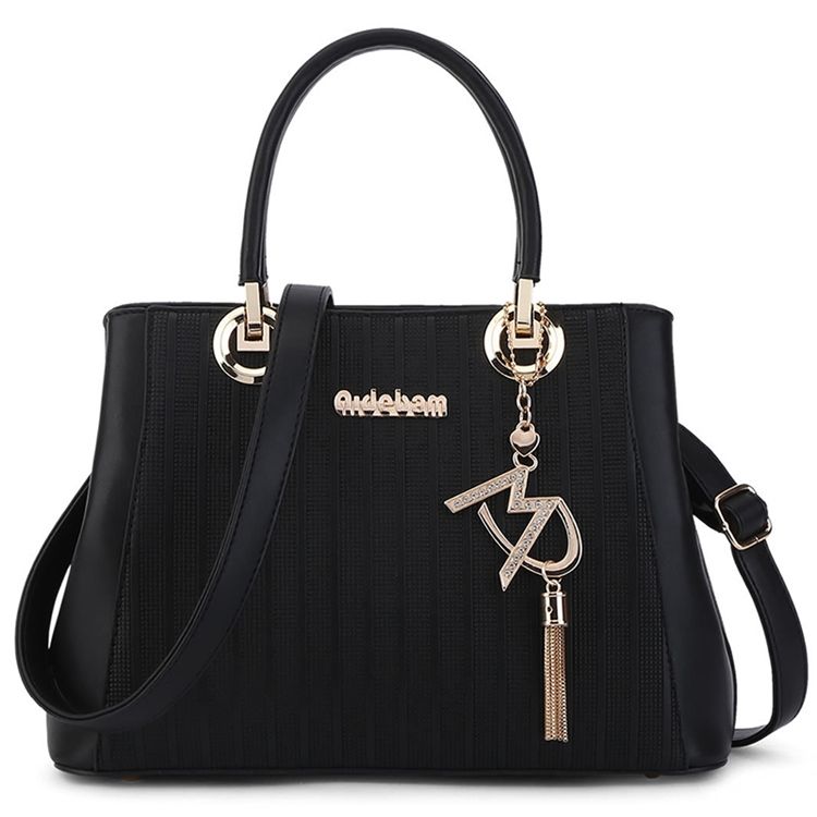 Stripe Embossed Tassel Handbag