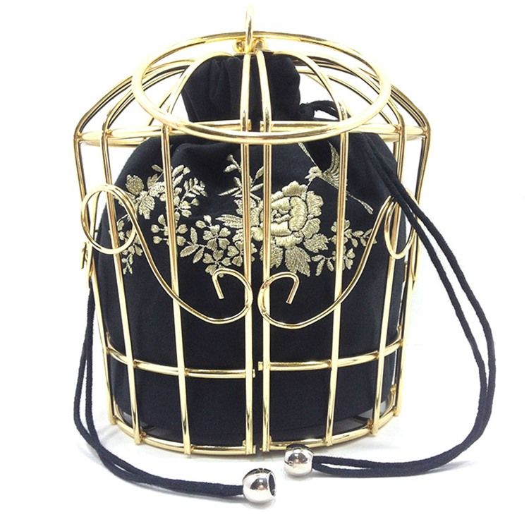 Vogue Metal Cage Broderi Crossbody Bag