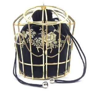 Vogue Metal Cage Broderi Crossbody Bag