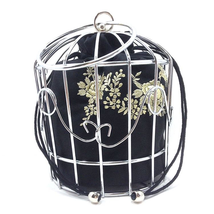 Vogue Metal Cage Broderi Crossbody Bag