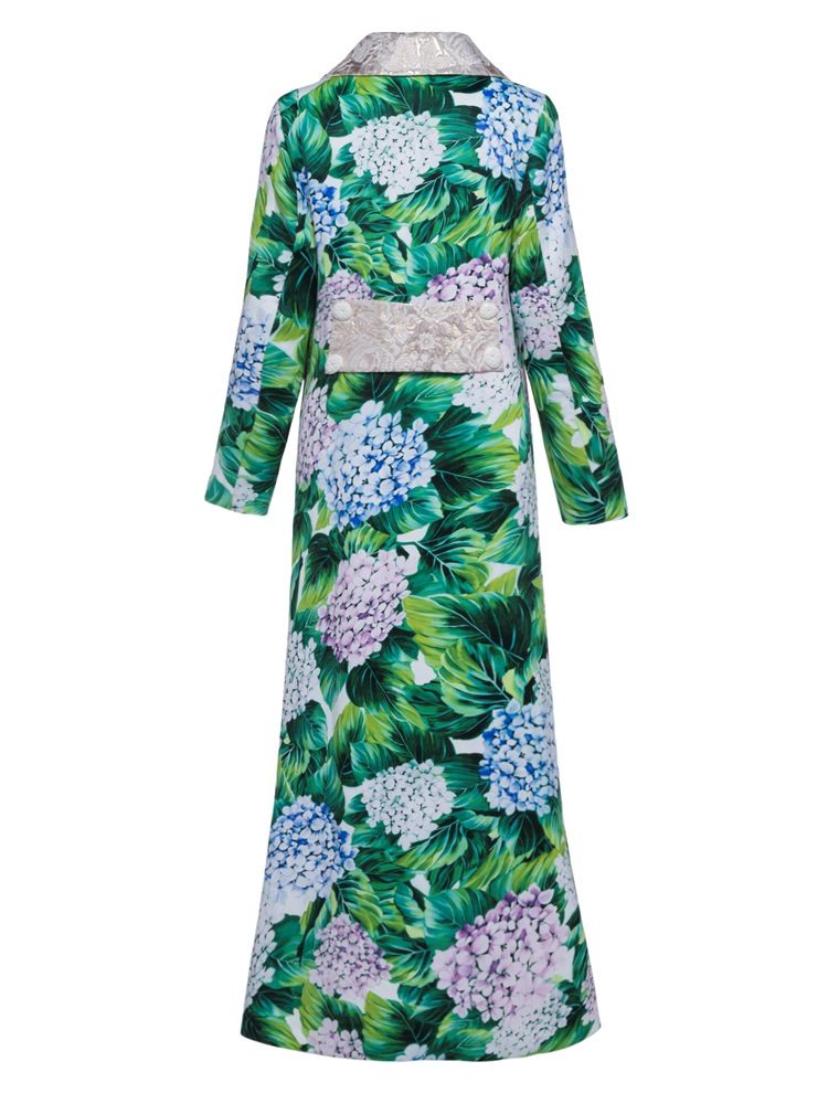 A-linje Polo Neck Plant Floral Coat For Kvinner