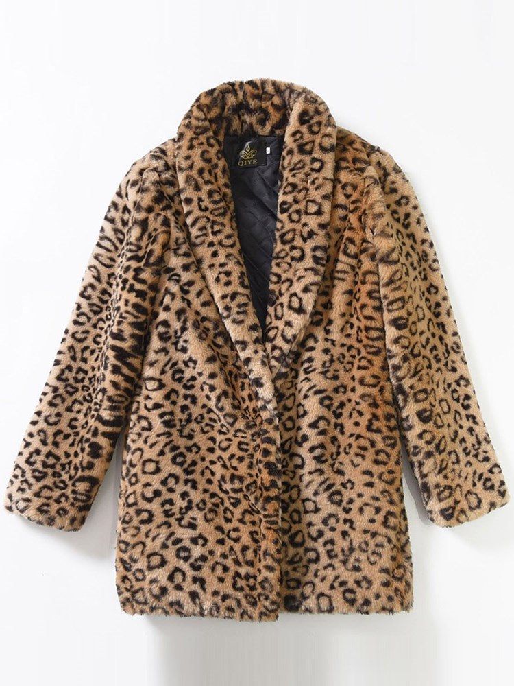 Kvinner Loose Leopard Sexy Langermet Frakk