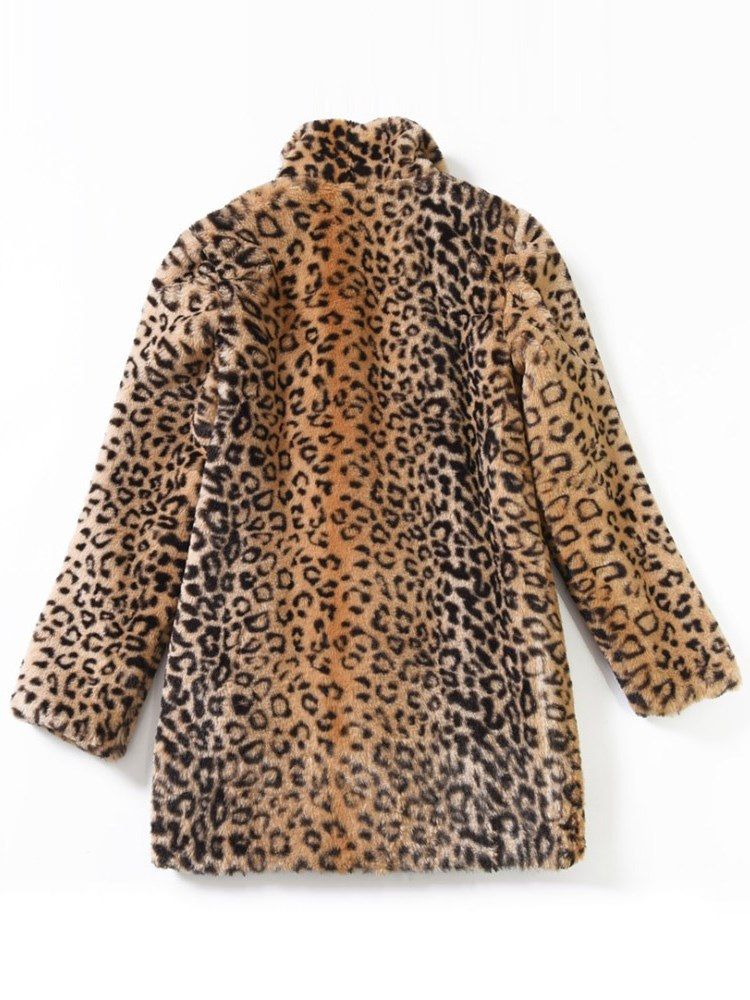 Kvinner Loose Leopard Sexy Langermet Frakk