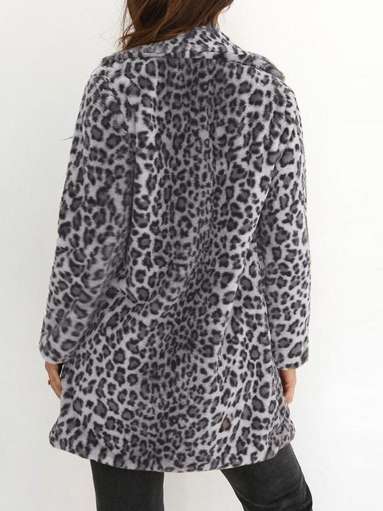 Kvinner Print Slim Mid-length Winter Overcoat