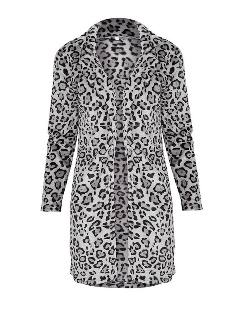 Kvinner Print Slim Mid-length Winter Overcoat