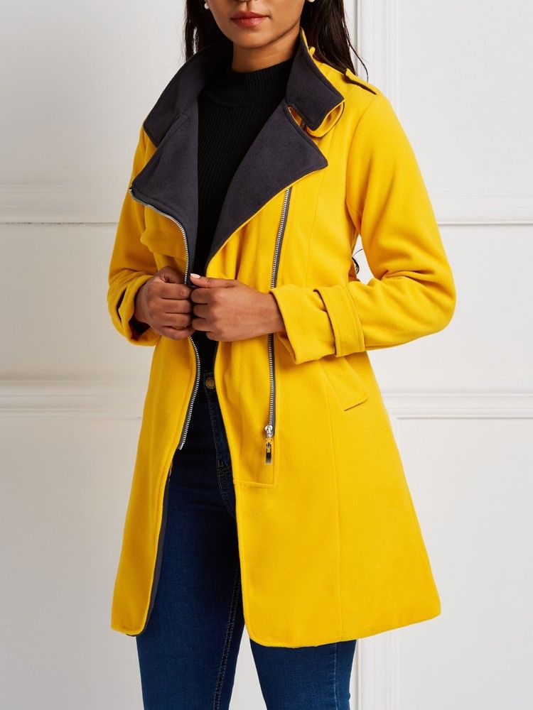 Kvinnerbelte Vanlig Slim Mid-length Overcoat