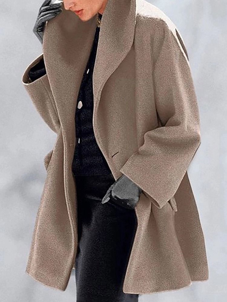 Loose One-button Lapel Overcoat For Kvinner