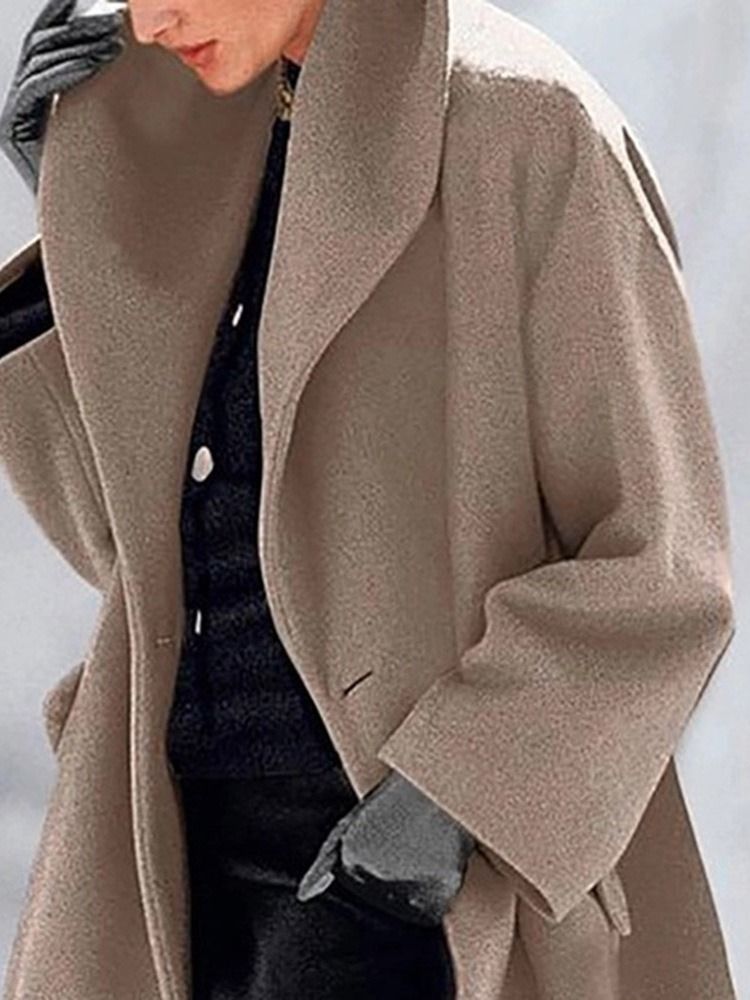 Loose One-button Lapel Overcoat For Kvinner