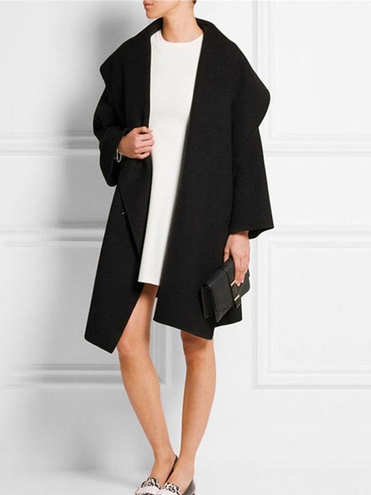 Regular Loose Mid-length Overcoat For Kvinner