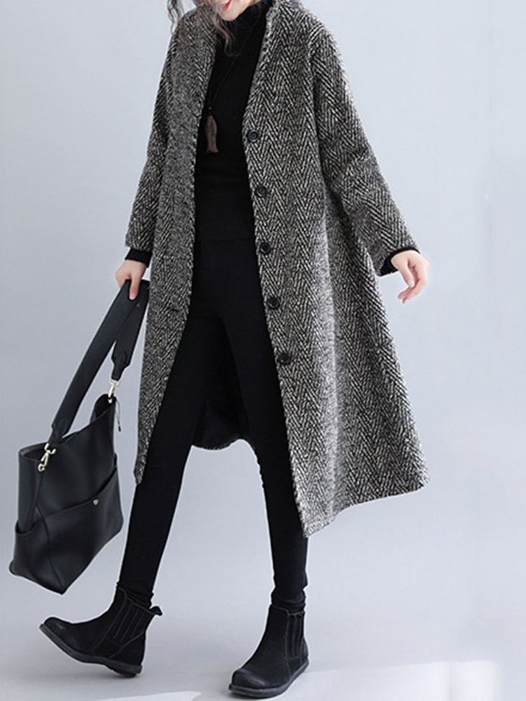 Straight Single-breasted Long Dame Overcoat