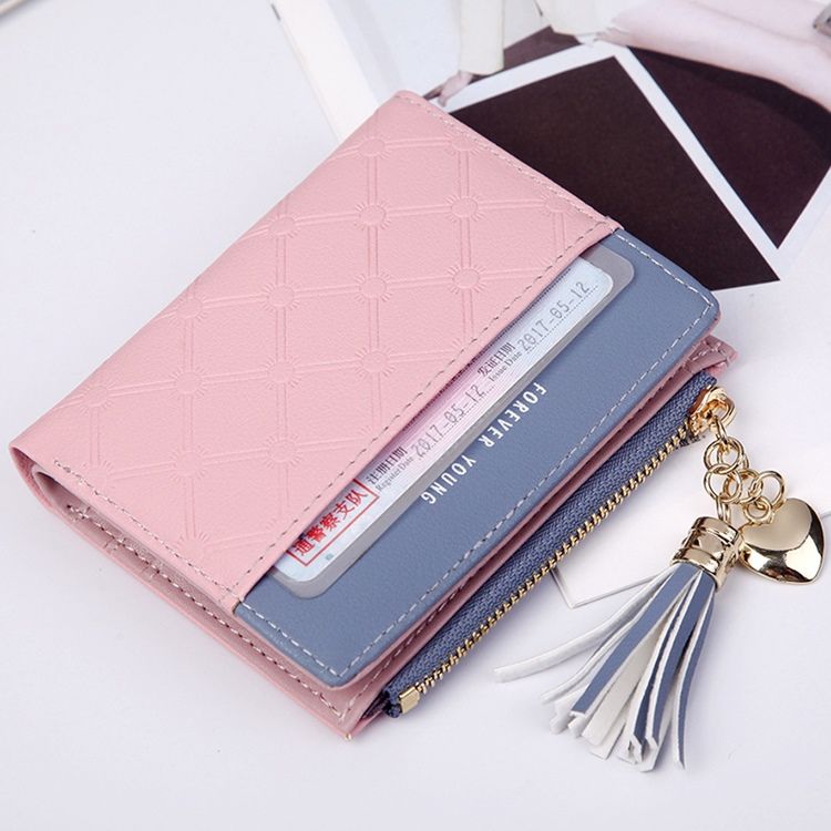 Color Block Zipper Hasp Wallet