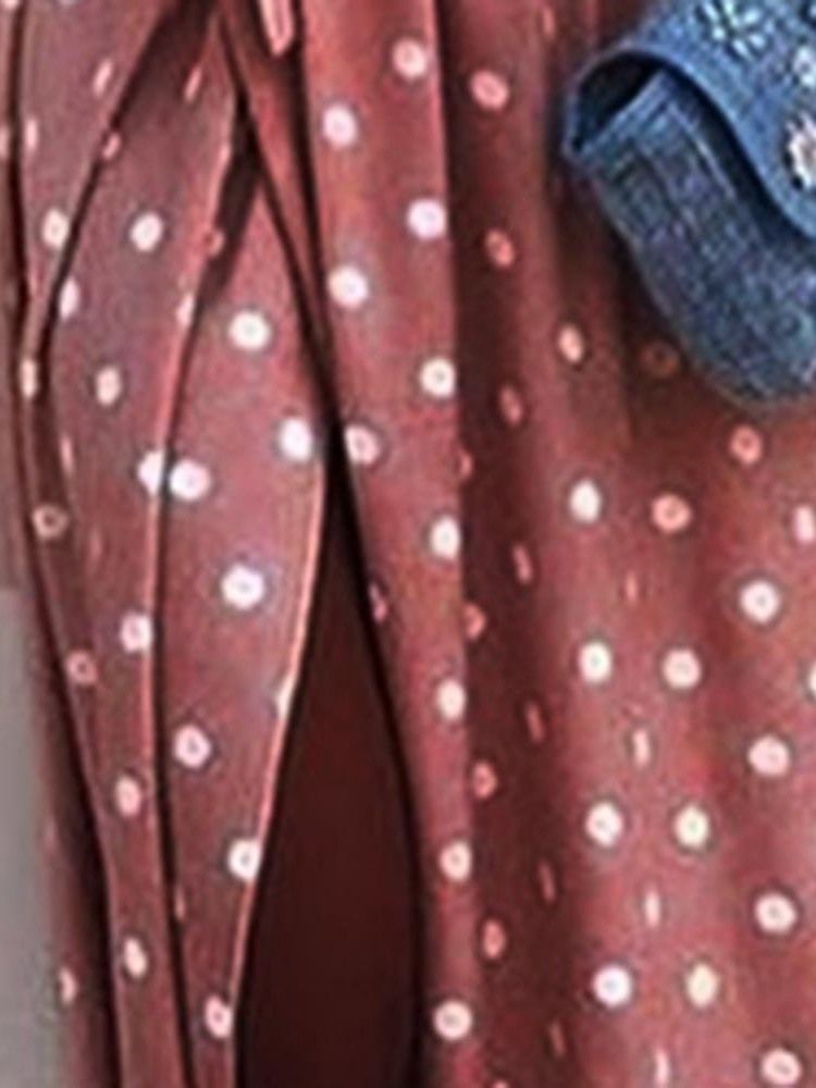 Kvinner Gulvlengde Split V-hals A-linje Polka Dots Dress