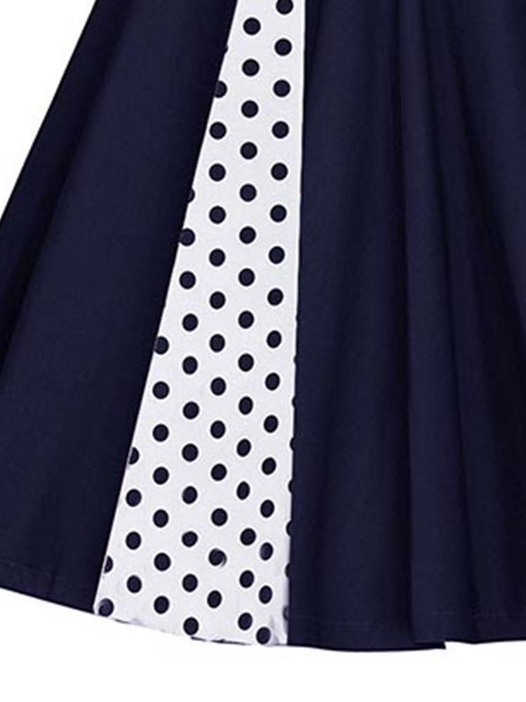 Kvinner Print Polka Dots Mid-calf A-line Patchwork Dress