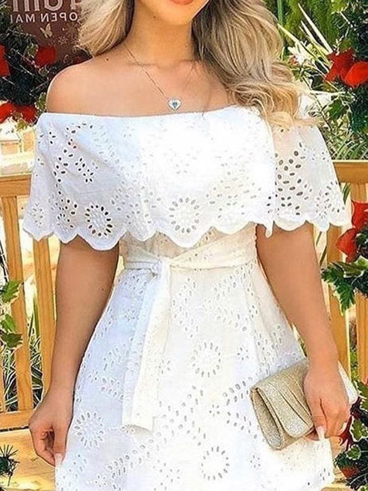 Over Knee Off Shoulder Lace-up Summer Pullover Dame Ddress