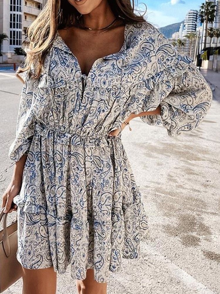 Over Kneet Ni Poeng Ermet Patchwork Pullover Floral Dress Beach Dresses For Women