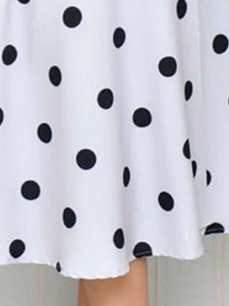 Polka Dots A-line Mid-calf Half Sleeve Regular Ol Dres (without Waistband)