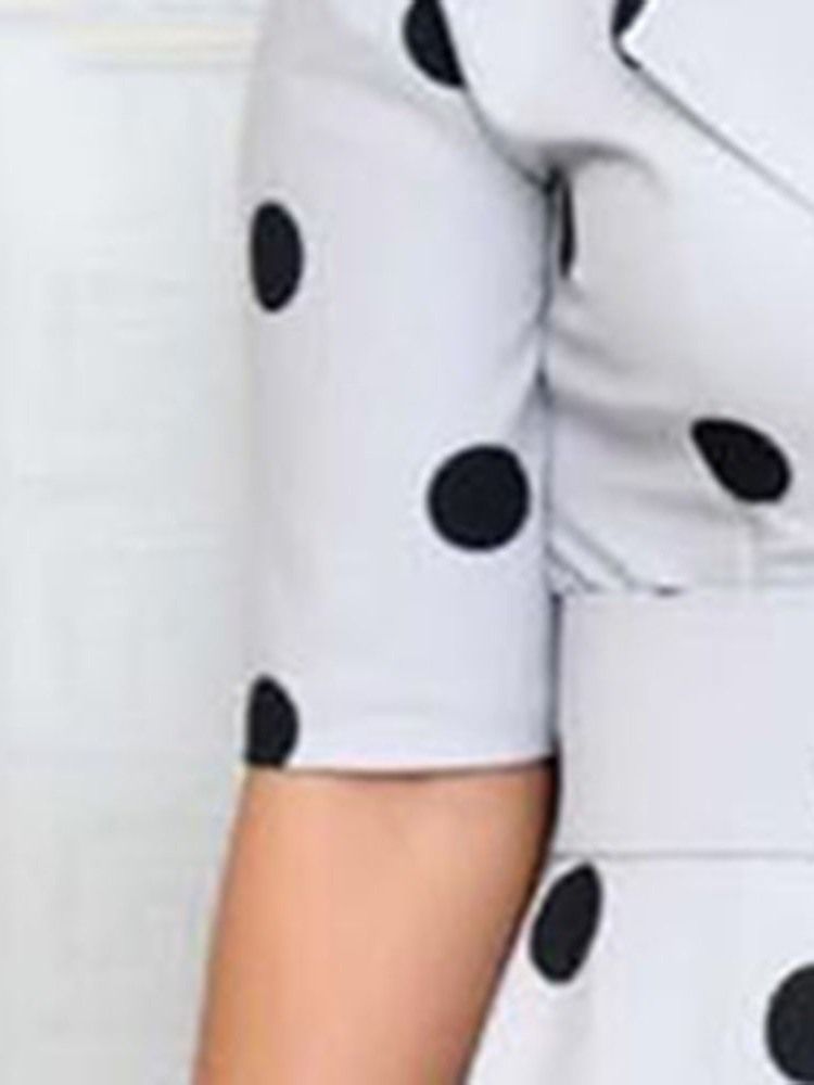 Polka Dots A-line Mid-calf Half Sleeve Regular Ol Dres (without Waistband)