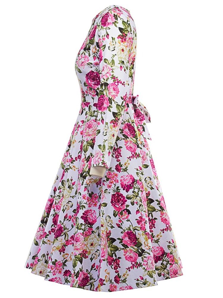 Print Scoop Floral Skater Dress For Kvinner