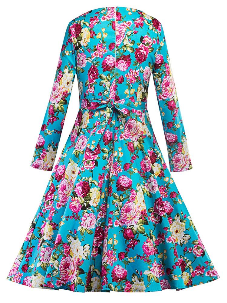 Print Scoop Floral Skater Dress For Kvinner