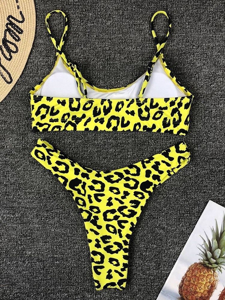 Bikinisett Badetøy Med Leopardtrykk For Kvinner